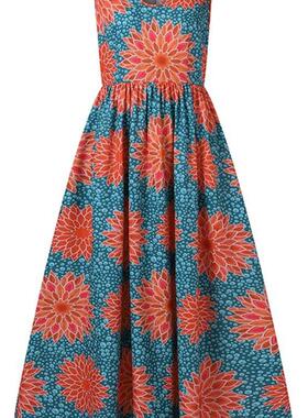 VONDA Summer Sleeveless Sundress Bohemian Women Maxi