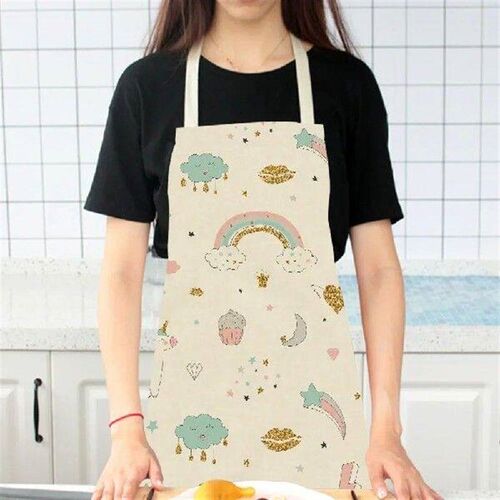 Cartoon Unicorn Fashion cotton Linen Fabric Apron Kitchen