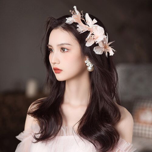 Shiny Feather Hairband Tiaras Hairpin Crystal Silver Color H