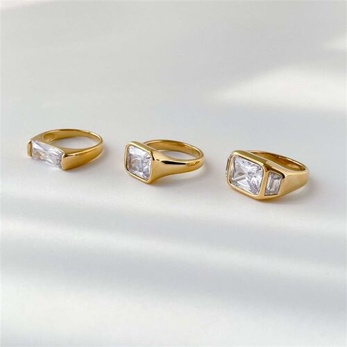 Vintage Simple Large Zircon Ring Womens Ins tendy Mosan Dia