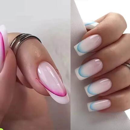 Gradient Color French Manicure Nail Art Designs Stickers Sel