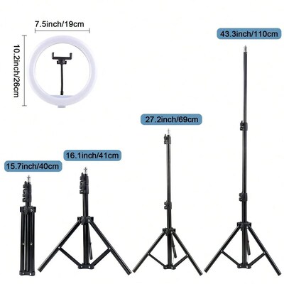 10 Inch Ring Tricolor Fill Light with 110cm Retractable Trip