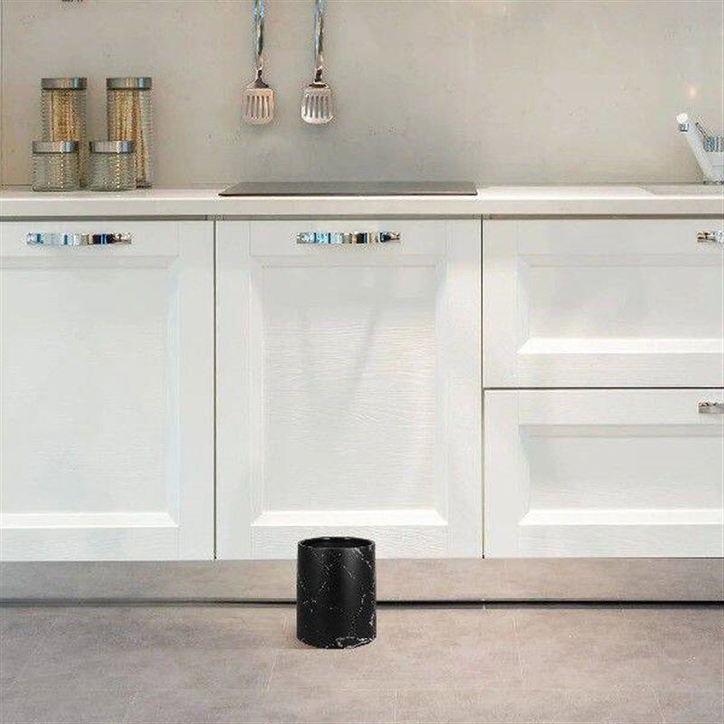 Marbled Trash Can Waste Storage Bin Wastebasket Garbage - 实物图