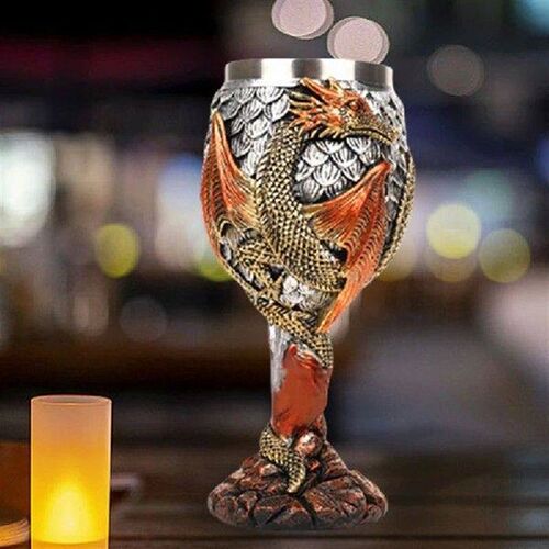 Wine Glass Wine Cup Dragon Embellished High Stem Goblet,