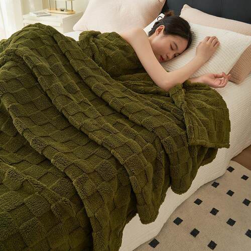 Waffle Fleece Bed Blanket Throw Coral Velvet Bed Sheet Cover