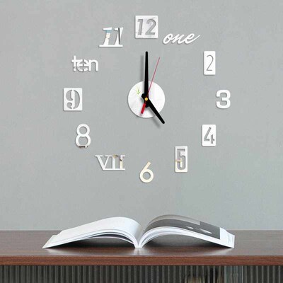 Modern Design Diy Wall Clock 3d Mirror Surface Sticker Home