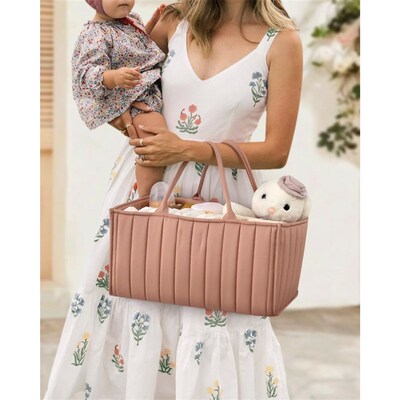 Baby Diaper Caddy Organizer, Baby Shower Basket for Girls Ba