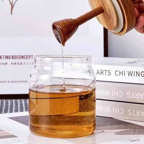 Honey Jar High Borosilicate Glass Sealed Tank with Wooden Li