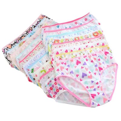 6PCS/Lot Kids Underwear Baby Girls Panties Cotton Floral Pri