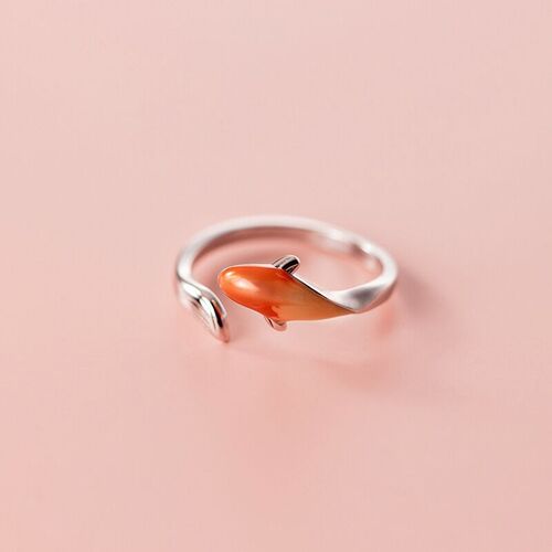 Vintage Cute Carp Fish Dolphin Opening Rings Chinese Feng Sh