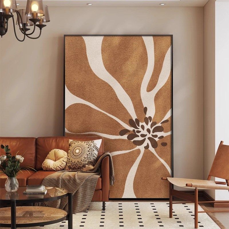侘寂中古风客厅装饰画复古抽象花卉沙发背景墙壁画高级感玄关挂画,家居饰品,现代装饰画,淘宝优惠券,粉丝福利购,淘宝优惠卷