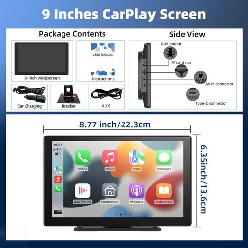 9 inch Wireless CarPlay Screen for Car Compatible with CarPl