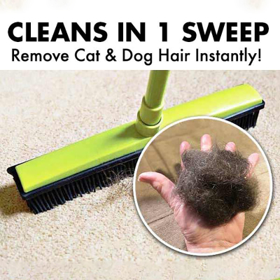 Adjustable Rubber Pet Hair Removal Broom Brush Dust Scraper