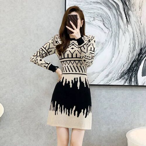 Knitted Sweater Dress Women Clothes Autumn Fashion Pullover