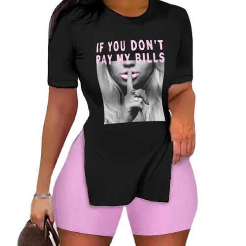 Summer Spring Fashion Casual Tshirt Women 2pcs Clothes Set S