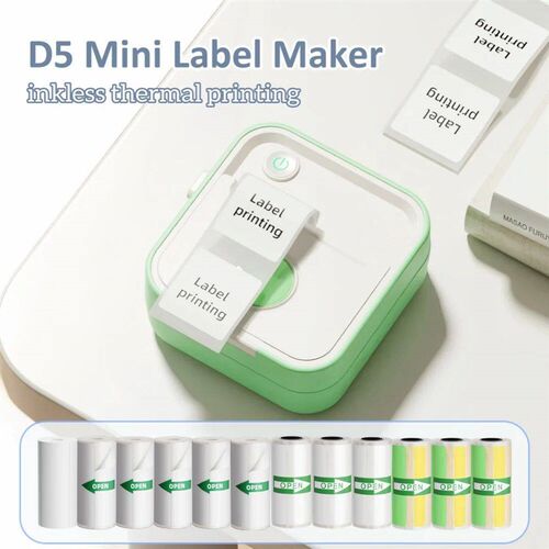 New D5 Label Printer Inkless Thermal Label Maker 12-57mm Pap