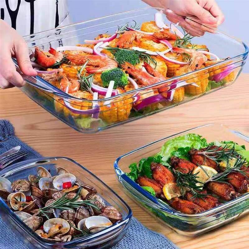 Toughened Pyrex baking tray family fish dish oblong for oven图片