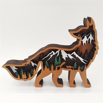 New Home Decoration Forest Animal Ornament Wooden Crafts Cre