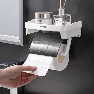 Toilet tissue box roll paper holder without punching holes