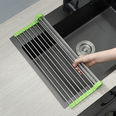 Kitchen Sink Drying Dish Rack Cup Holder Organizer Roll Stai
