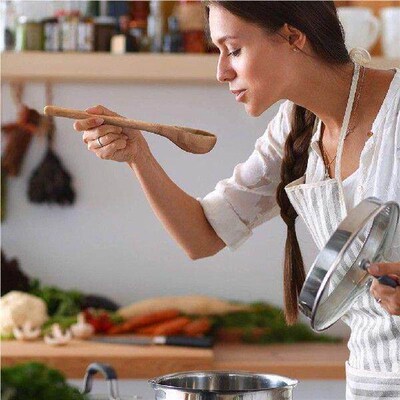 Cooking Utensils Bamboo Kitchen Utensils Set With Holder