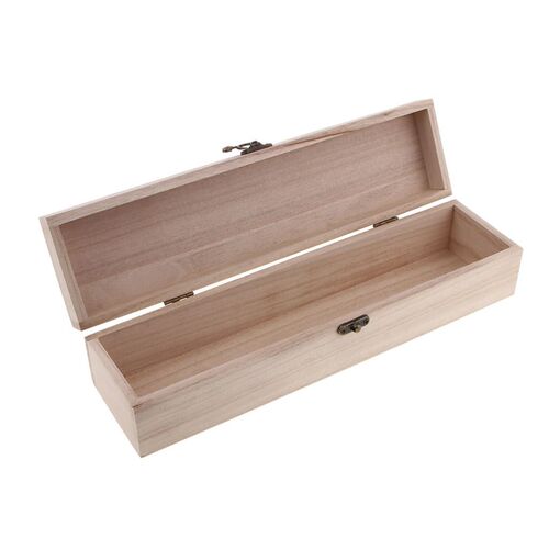 nfinished Wooden Wine Box, Hinged with Clasp, One Size, Natu