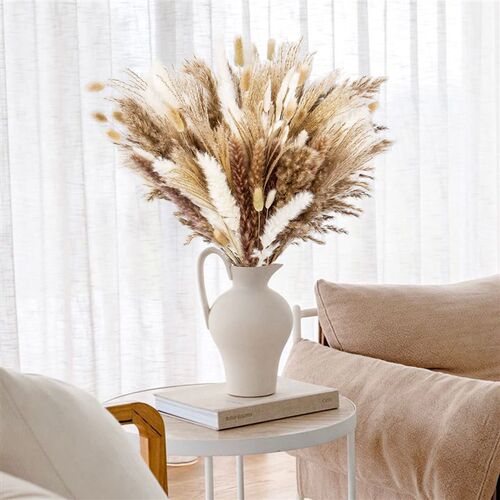 Dried Pampa Natural Decoratio Pampas Grass White Bed