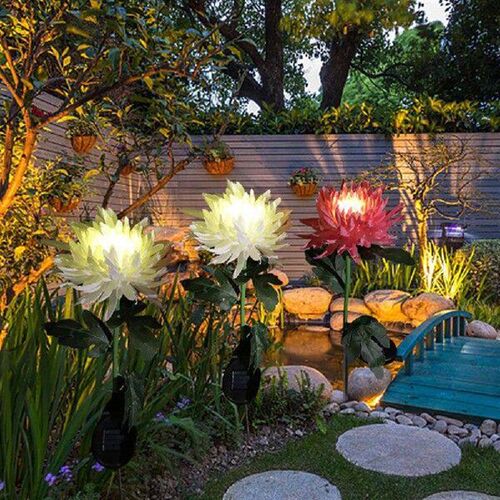 Solar Power LED Flower Lamp Chrysanthemum Ground Light