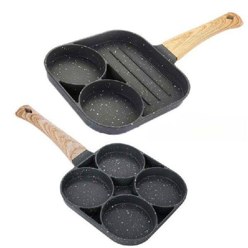 Maifanshi Four Hole Frying Pan Flat Bottomed Non Stick - 实物图