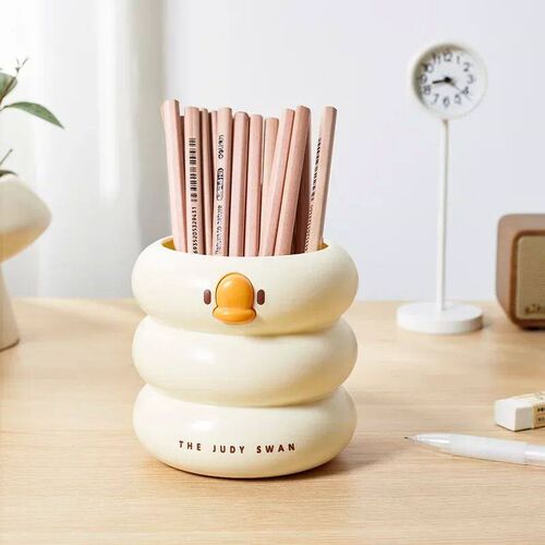 Cute Cartoon Round Pencil Holder Office Desk Pen Pot Cup Cas