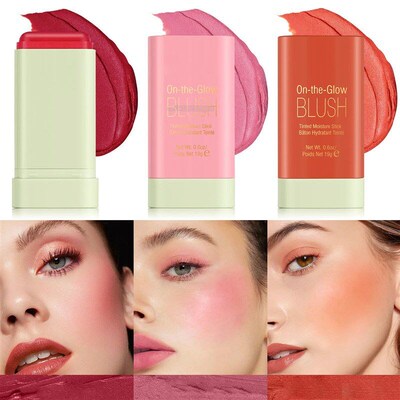 3-in-1 Cheek Lip Tinted Moistured Blush Stick Eyes Cheek and
