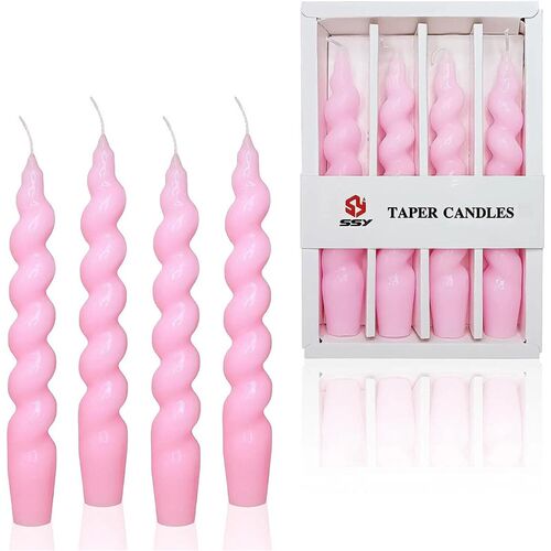 4pcs Spiral Taper Candlesticks Twisted Christmas Candles for