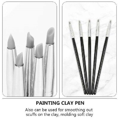 10 Pcs Dedicated Silicone Pen Tools Nail Pens Wooden Clay