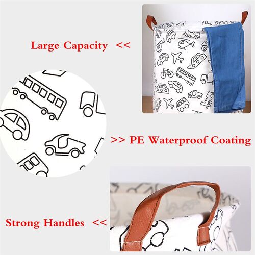 1pc Folding Laundry Basket Round Storage Bin Bag Large Hampe