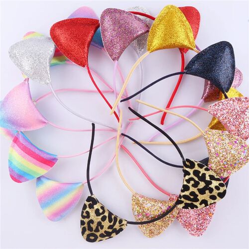 Cat Ears Headband Reversible Shiny Cute Cartoon Ear Hoops Bl