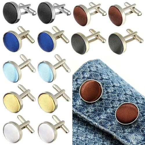 High Quality Mens Cufflinks Clip Stylish Colour Fabric Shirt