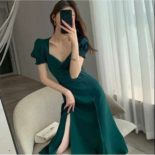 dress, womens long dress, summer new style, puff sleeve, sq