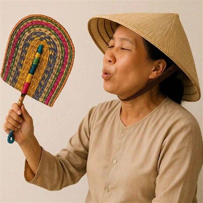 Colorful Striped Patterns Seagrass Woven Fan Bohemian