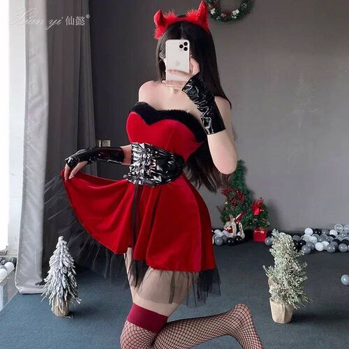 Fantasy Christmas Cosplay Costume Velvet Dress for European