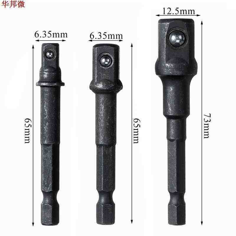 3 PCS Hex Shank Wrench Drive Power Drill Socket Drill Adapte - 实物图