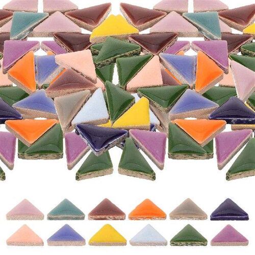 Triangular Ceramic Piece Mirrors Mosaic Tiles Crafts Slices