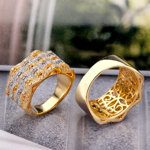 Luxury Multilayer Big Ring Irregularity Micro Paved Square B