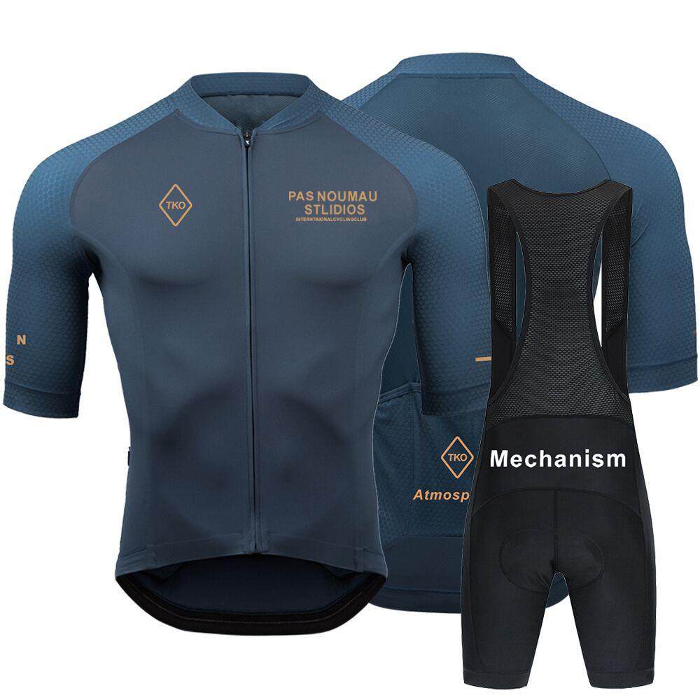 PAS骑行服夏季男女背带短裤骑行短袖套装公路自行车骑行服牛奶丝