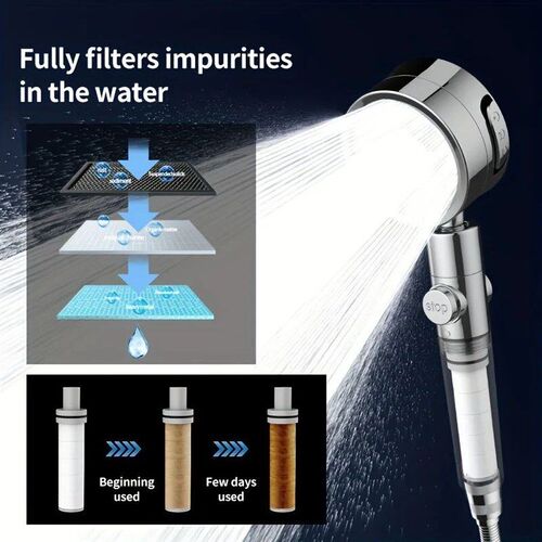 1PC 3-level Adjustable Shower Head With Filter, Wall-mounted
