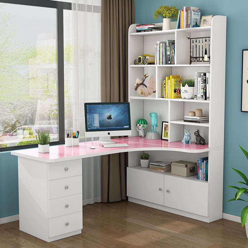 实木转角书桌书架一体桌台式电脑桌家用学生学习桌儿童写字桌,住宅家具,电脑桌,淘宝优惠券,粉丝福利购,淘宝优惠卷