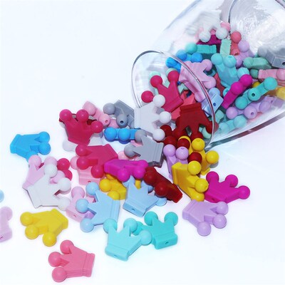 BOBO.BOX 10pcs Baby Teething Toys Crown Silicone Beads Food