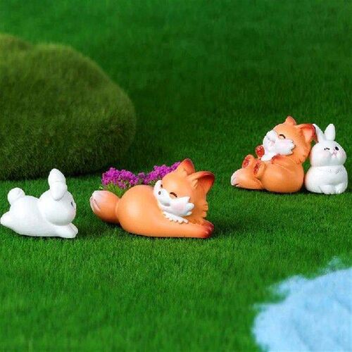 Mini Cute Fox Rabbit Small Ornament Cartoon Bunny Micro