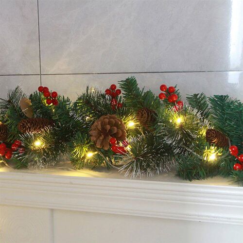 Christmas Garlands With Pinecones Red Berries Artificial Chr