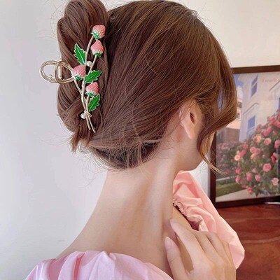 New Korean Vintage Flowers Large Metal Hair Claw Clip tail W
