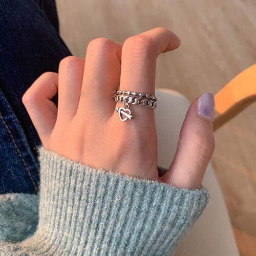 Vintage Trendy LOVE Heart Adjustable Rings Punk Hip Pop Angl